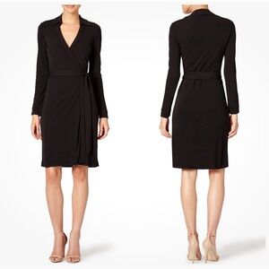 Diane Von Furstenberg Black Jeanne Size 4 Classic Stretchy Wrap Dress DVF E5